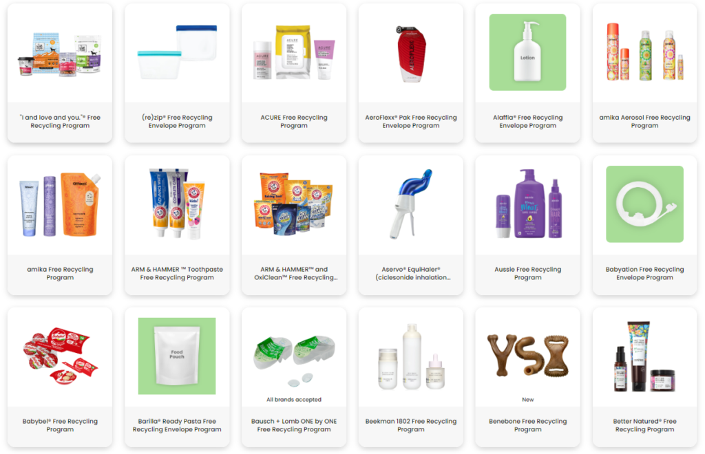 TerraCycle's free recycling program examples