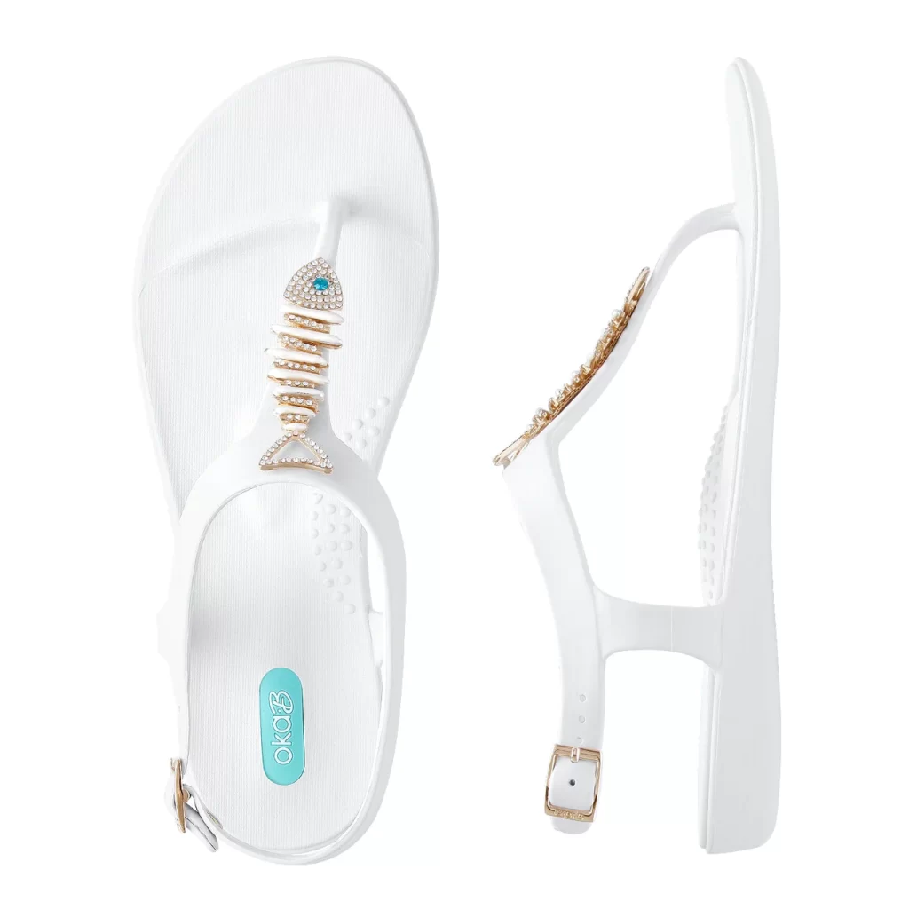 Recycled T-strap sandals